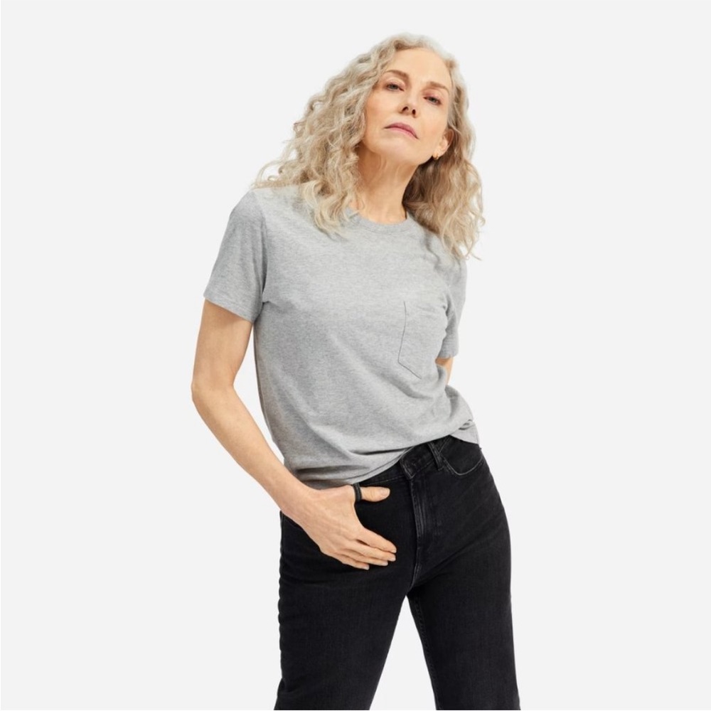 EVERLANE COTTON LIGHT GRY T-SHIRT TEE MEDIUM